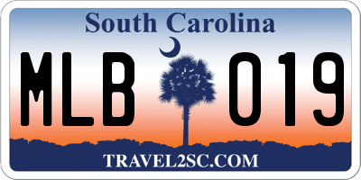 SC license plate MLB019