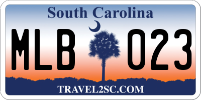 SC license plate MLB023