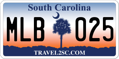 SC license plate MLB025