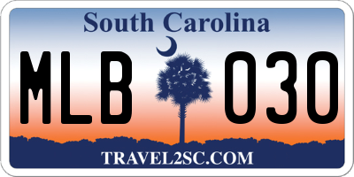 SC license plate MLB030