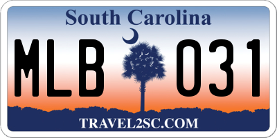 SC license plate MLB031
