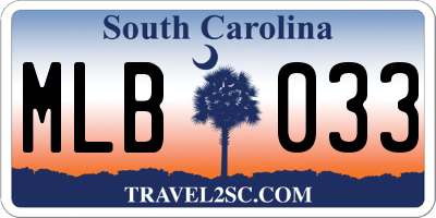 SC license plate MLB033