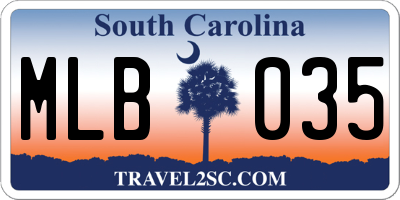 SC license plate MLB035