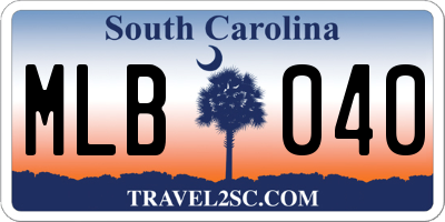 SC license plate MLB040