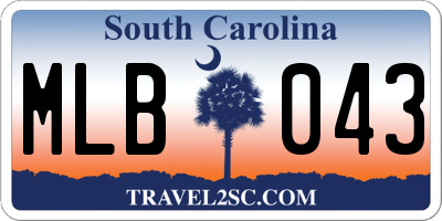 SC license plate MLB043
