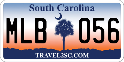 SC license plate MLB056