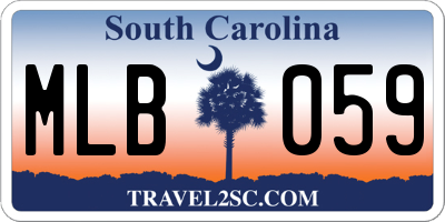 SC license plate MLB059