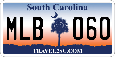 SC license plate MLB060