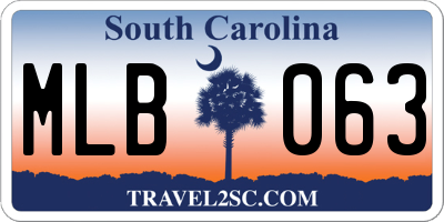 SC license plate MLB063