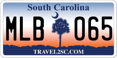 SC license plate MLB065