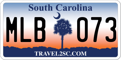 SC license plate MLB073