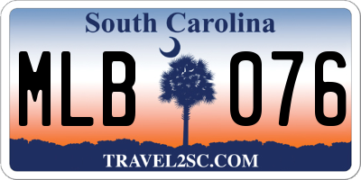 SC license plate MLB076