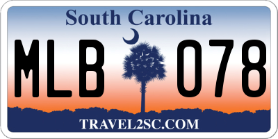 SC license plate MLB078