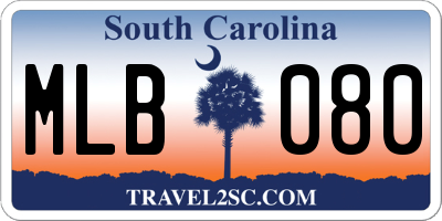 SC license plate MLB080