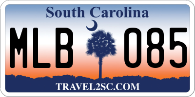 SC license plate MLB085