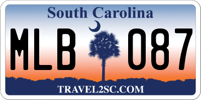 SC license plate MLB087