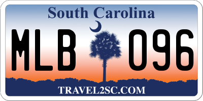 SC license plate MLB096