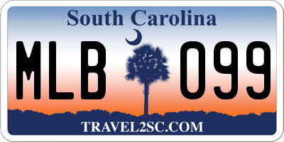 SC license plate MLB099