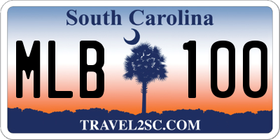 SC license plate MLB100