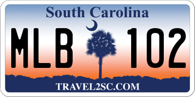 SC license plate MLB102