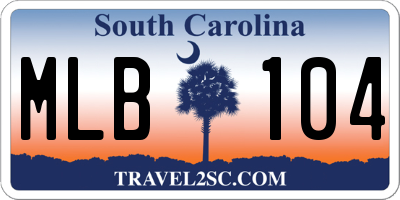 SC license plate MLB104