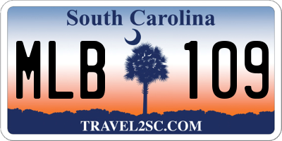 SC license plate MLB109