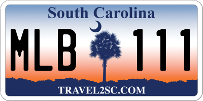 SC license plate MLB111