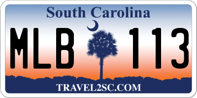 SC license plate MLB113
