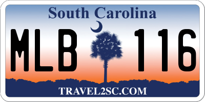 SC license plate MLB116