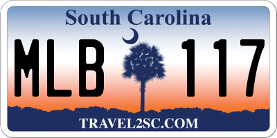 SC license plate MLB117