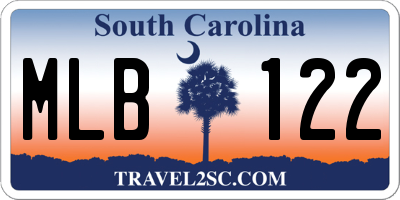 SC license plate MLB122