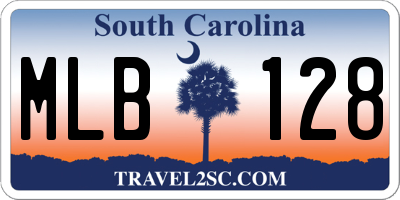 SC license plate MLB128