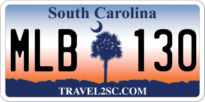 SC license plate MLB130