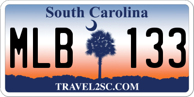 SC license plate MLB133