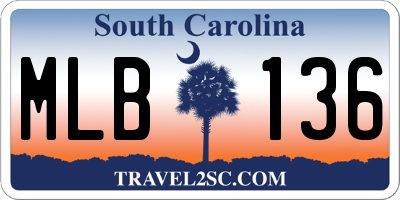 SC license plate MLB136