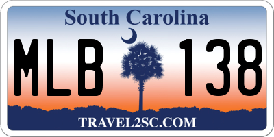 SC license plate MLB138