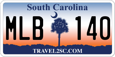 SC license plate MLB140