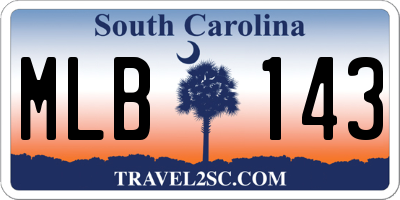 SC license plate MLB143