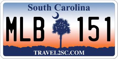 SC license plate MLB151