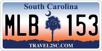SC license plate MLB153