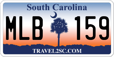 SC license plate MLB159