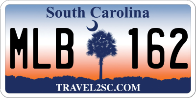 SC license plate MLB162