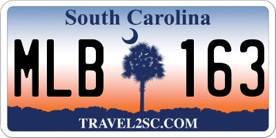 SC license plate MLB163