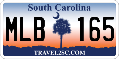 SC license plate MLB165