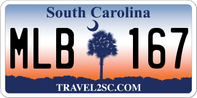 SC license plate MLB167