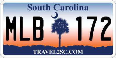 SC license plate MLB172