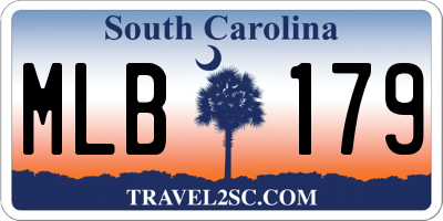SC license plate MLB179