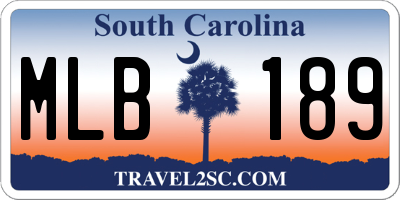SC license plate MLB189