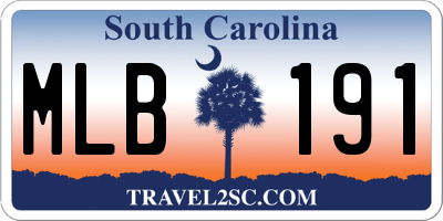 SC license plate MLB191