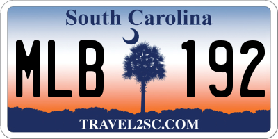 SC license plate MLB192